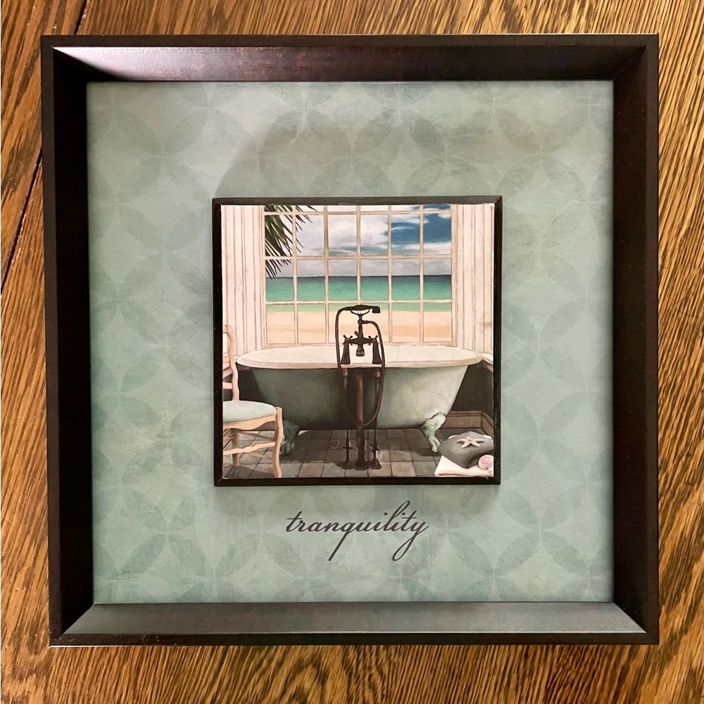 Wall Picture of cute bathtub. Entitled “tranquility“.  12” X 12”.